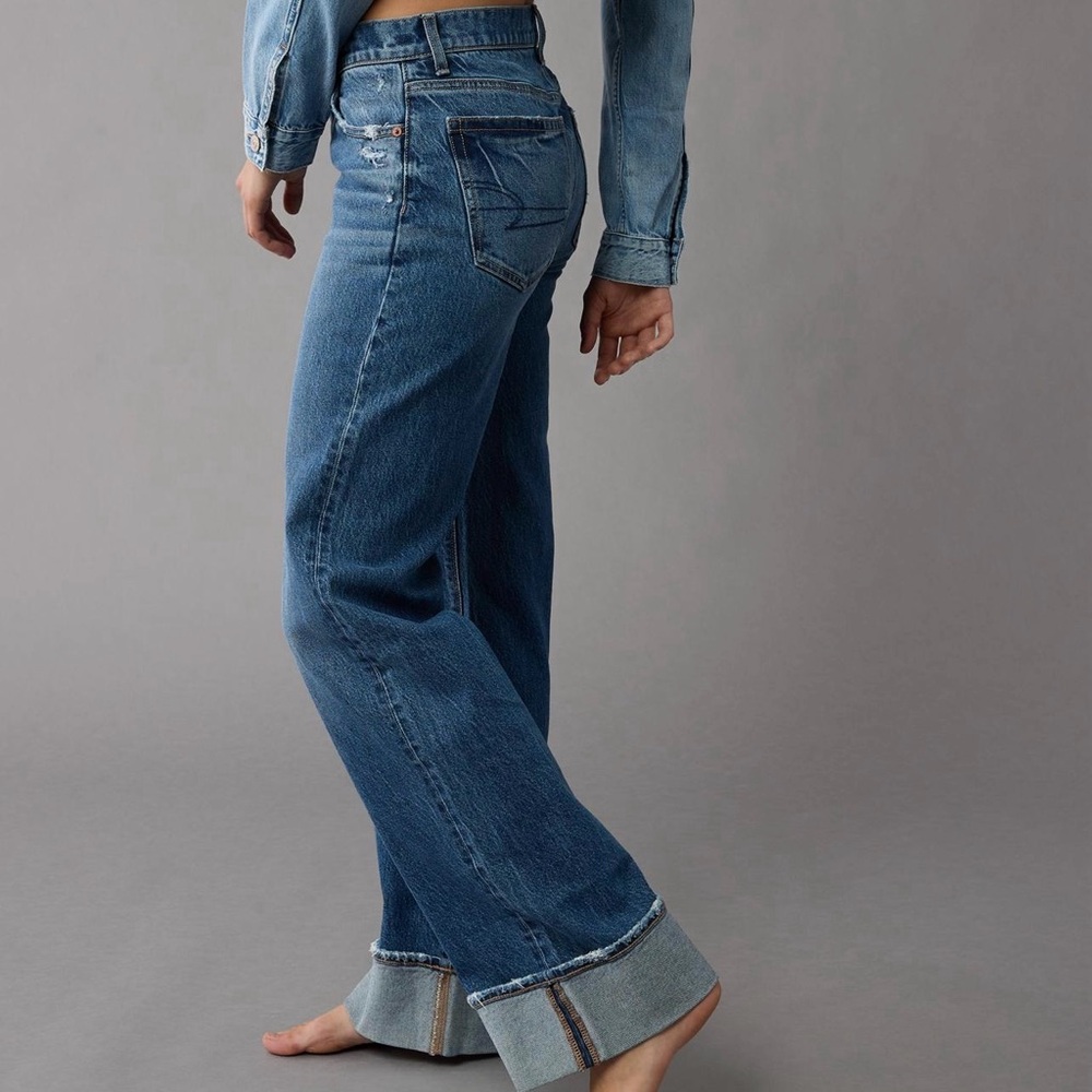 AE stretch, high waisted stovepipe, cuffed jeans